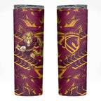 Brisbane Broncos Rugby Skinny Tumbler Fierce Mascot Geometric Tribal Art