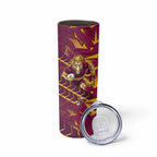 Brisbane Broncos Rugby Skinny Tumbler Fierce Mascot Geometric Tribal Art