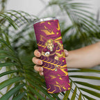 Brisbane Broncos Rugby Skinny Tumbler Fierce Mascot Geometric Tribal Art