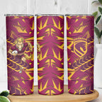 Brisbane Broncos Rugby Skinny Tumbler Fierce Mascot Geometric Tribal Art