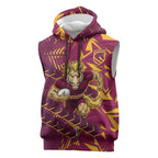 Brisbane Broncos Rugby Sleeveless Hoodie Fierce Mascot Geometric Tribal Art