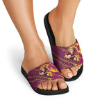 Brisbane Broncos Rugby Slide Sandals Fierce Mascot Geometric Tribal Art