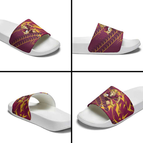 Brisbane Broncos Rugby Slide Sandals Fierce Mascot Geometric Tribal Art