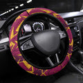 Brisbane Broncos Rugby Steering Wheel Cover Fierce Mascot Geometric Tribal Art