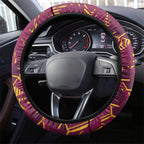 Brisbane Broncos Rugby Steering Wheel Cover Fierce Mascot Geometric Tribal Art