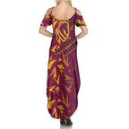 Brisbane Broncos Rugby Summer Maxi Dress Fierce Mascot Geometric Tribal Art