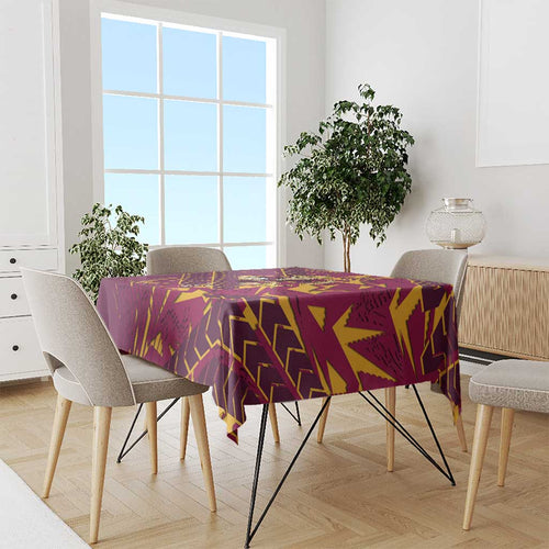 Brisbane Broncos Rugby Tablecloth Fierce Mascot Geometric Tribal Art
