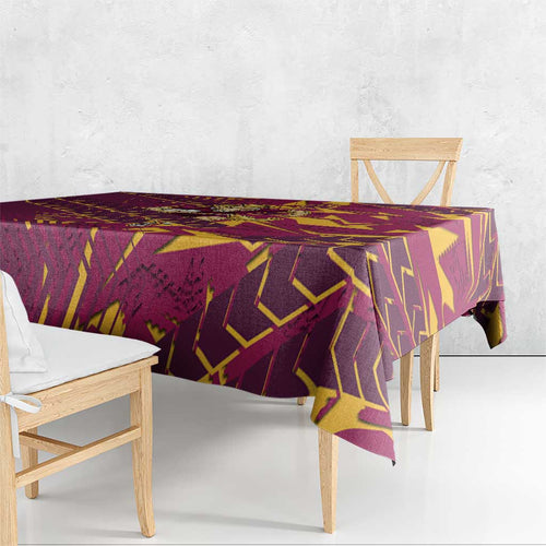 Brisbane Broncos Rugby Tablecloth Fierce Mascot Geometric Tribal Art