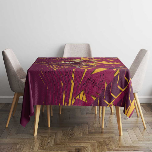 Brisbane Broncos Rugby Tablecloth Fierce Mascot Geometric Tribal Art