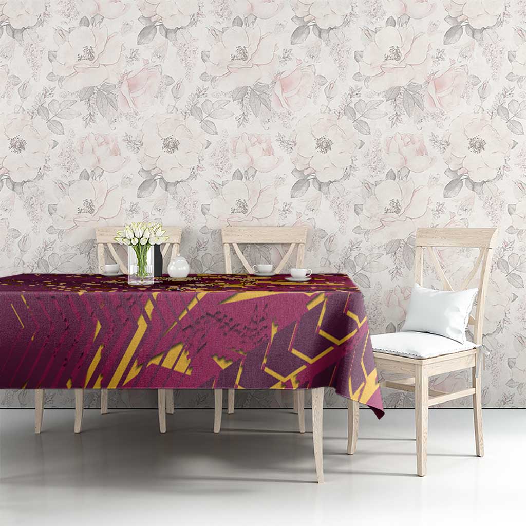 Brisbane Broncos Rugby Tablecloth Fierce Mascot Geometric Tribal Art