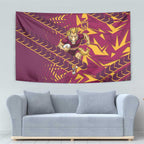Brisbane Broncos Rugby Tapestry Fierce Mascot Geometric Tribal Art