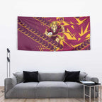 Brisbane Broncos Rugby Tapestry Fierce Mascot Geometric Tribal Art