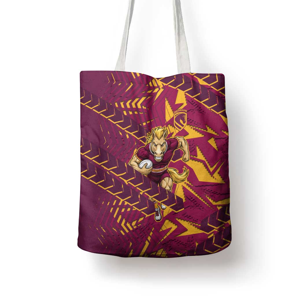Brisbane Broncos Rugby Tote Bag Fierce Mascot Geometric Tribal Art