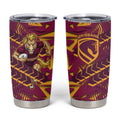 Brisbane Broncos Rugby Tumbler Cup Fierce Mascot Geometric Tribal Art