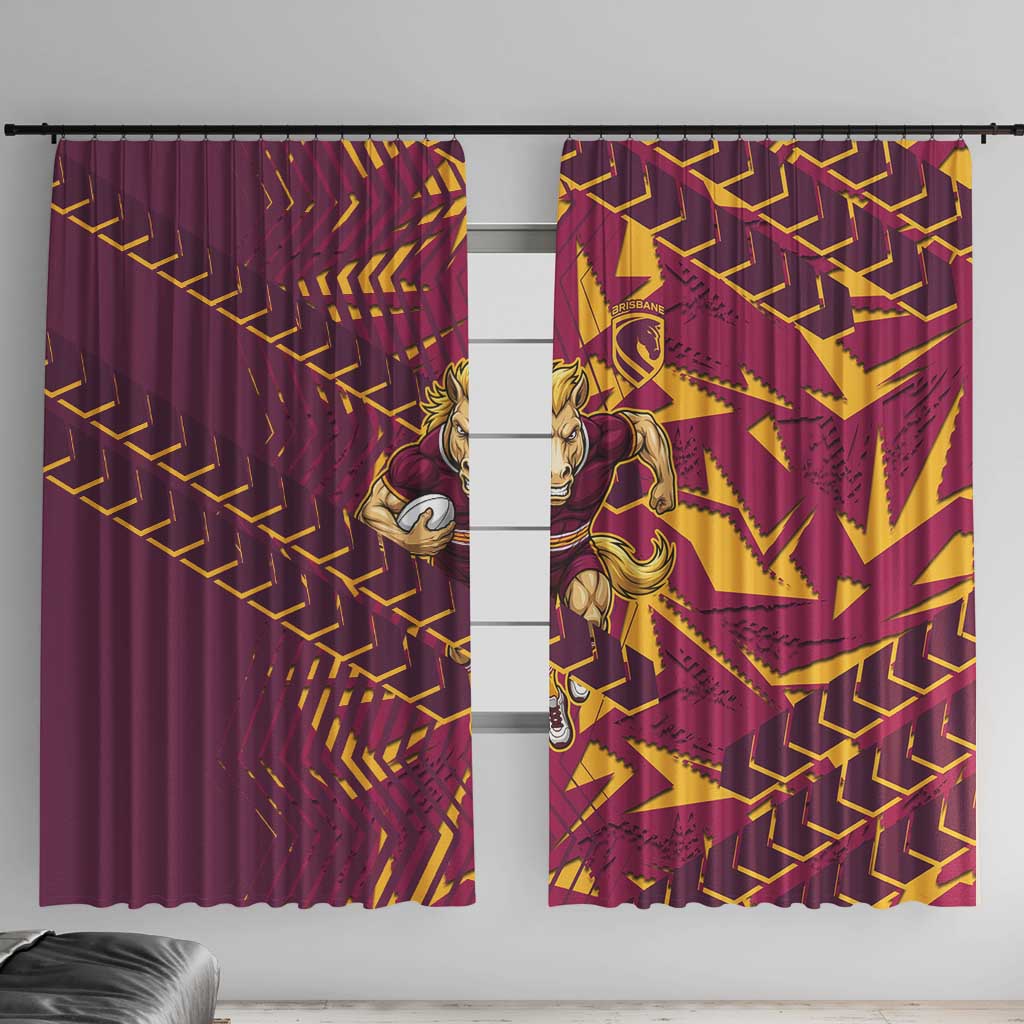 Brisbane Broncos Rugby Window Curtain Fierce Mascot Geometric Tribal Art