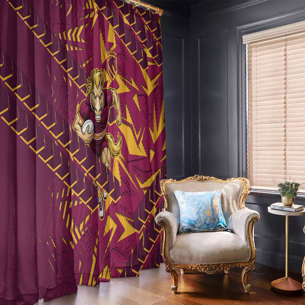 Brisbane Broncos Rugby Window Curtain Fierce Mascot Geometric Tribal Art