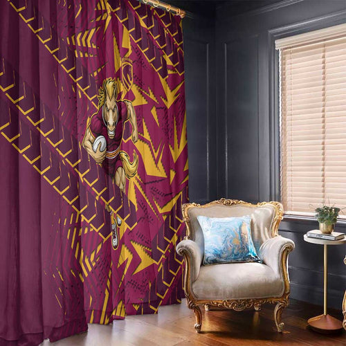 Brisbane Broncos Rugby Window Curtain Fierce Mascot Geometric Tribal Art