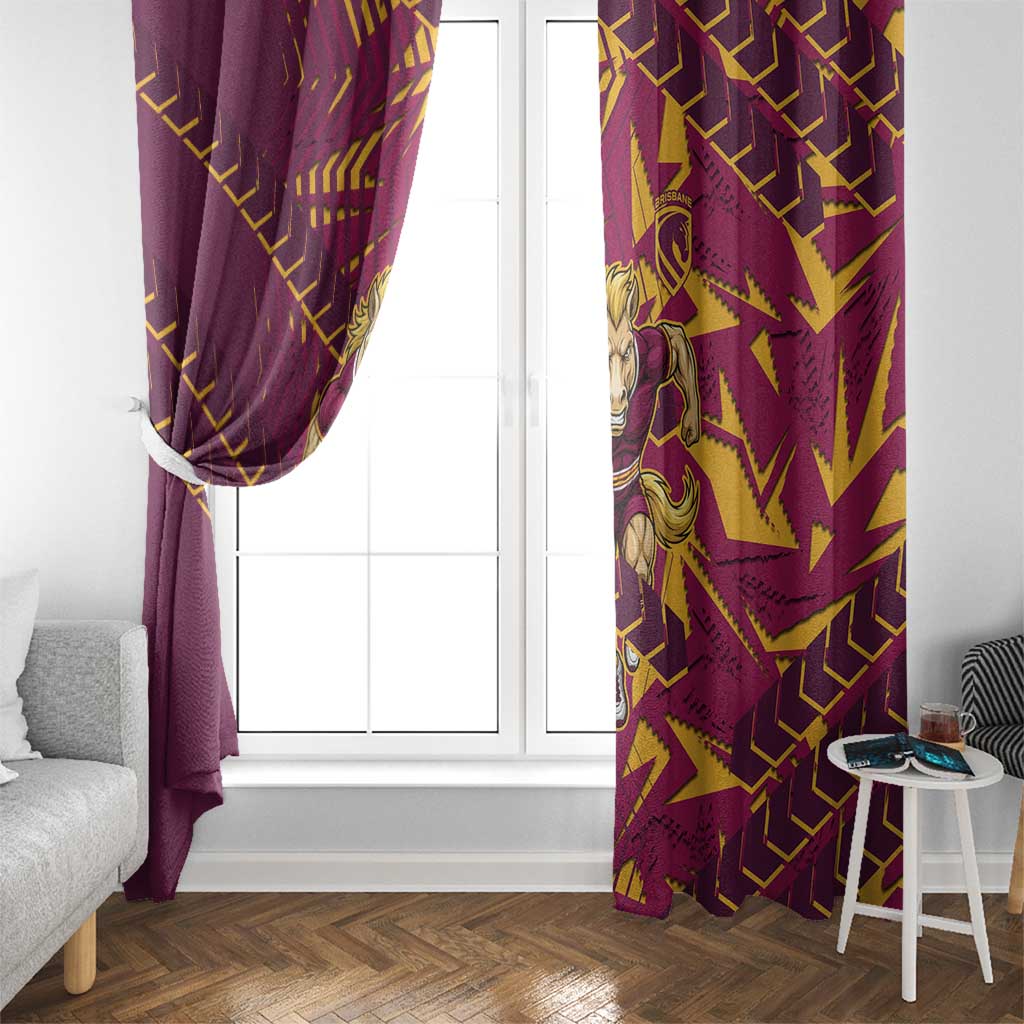 Brisbane Broncos Rugby Window Curtain Fierce Mascot Geometric Tribal Art
