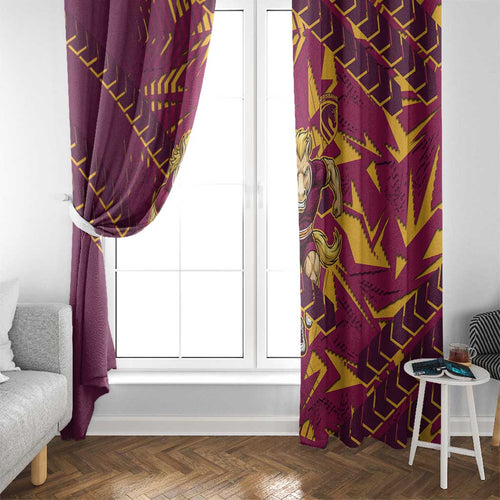 Brisbane Broncos Rugby Window Curtain Fierce Mascot Geometric Tribal Art