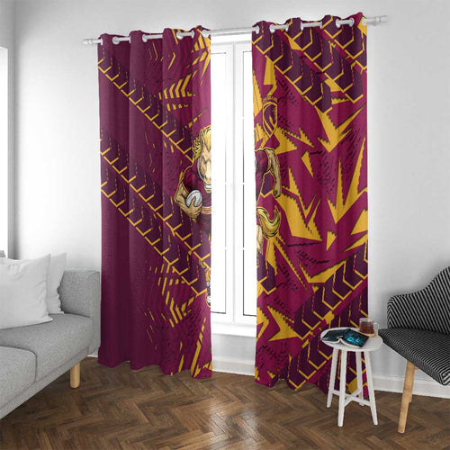 Brisbane Broncos Rugby Window Curtain Fierce Mascot Geometric Tribal Art