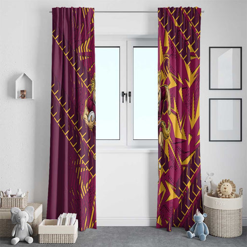 Brisbane Broncos Rugby Window Curtain Fierce Mascot Geometric Tribal Art