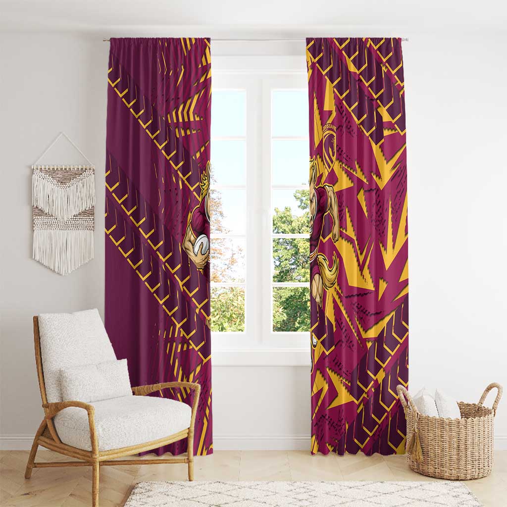 Brisbane Broncos Rugby Window Curtain Fierce Mascot Geometric Tribal Art