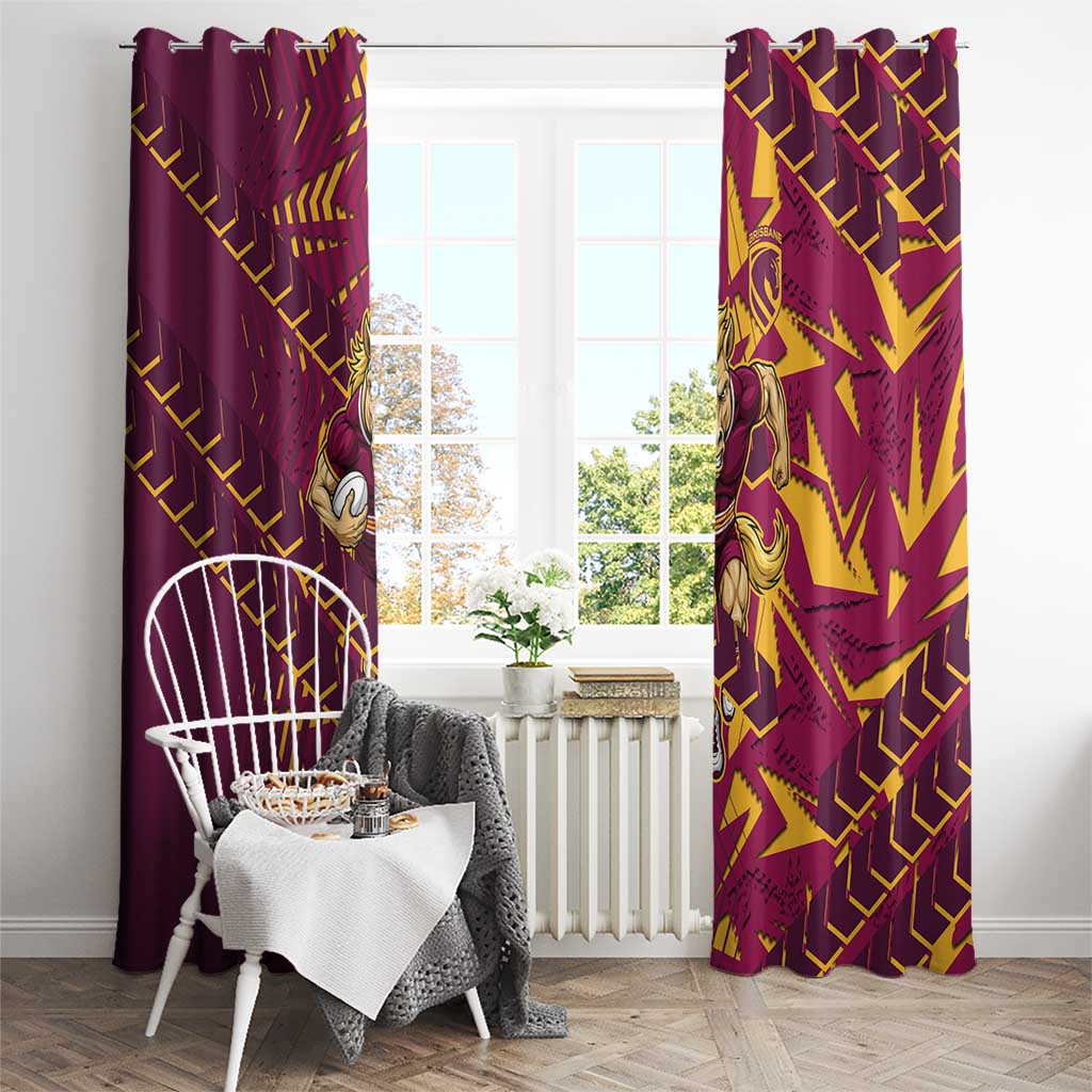 Brisbane Broncos Rugby Window Curtain Fierce Mascot Geometric Tribal Art