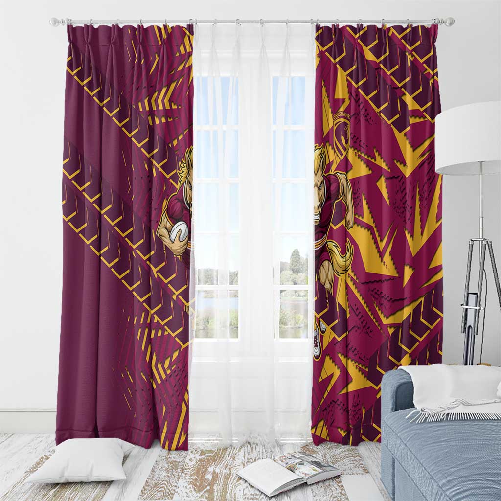Brisbane Broncos Rugby Window Curtain Fierce Mascot Geometric Tribal Art