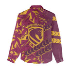 Brisbane Broncos Rugby Women Casual Shirt Fierce Mascot Geometric Tribal Art
