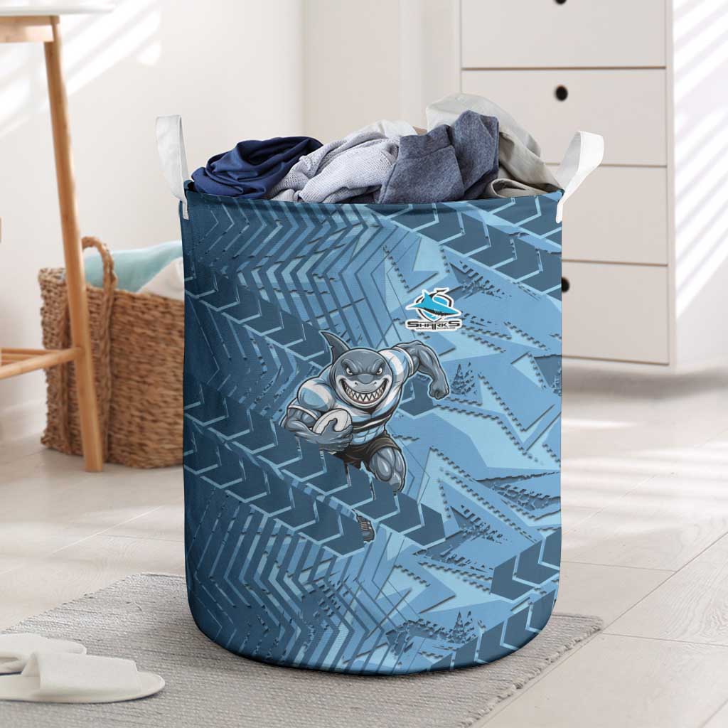 Cronulla Sutherland Sharks Rugby Laundry Basket Fierce Mascot Geometric Tribal Art