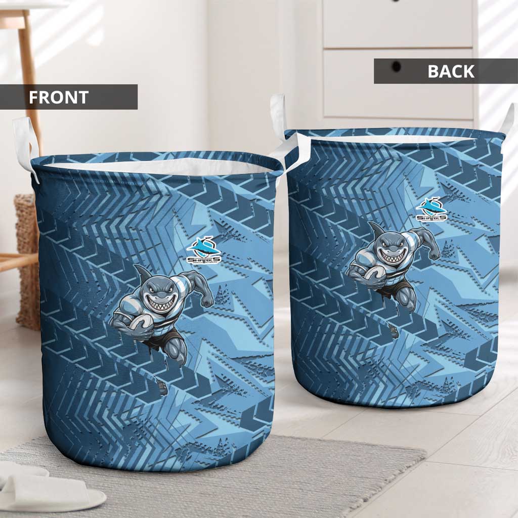 Cronulla Sutherland Sharks Rugby Laundry Basket Fierce Mascot Geometric Tribal Art