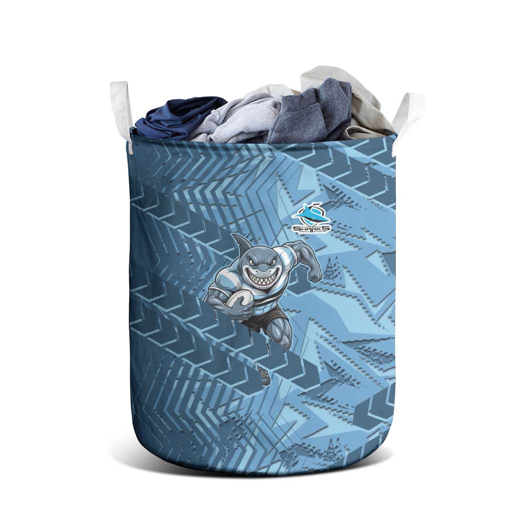 Cronulla Sutherland Sharks Rugby Laundry Basket Fierce Mascot Geometric Tribal Art