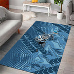Cronulla Sutherland Sharks Rugby Area Rug Fierce Mascot Geometric Tribal Art