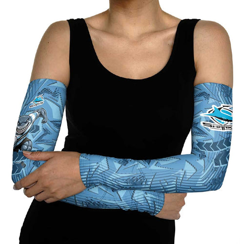 Cronulla Sutherland Sharks Rugby Arm Sleeves Fierce Mascot Geometric Tribal Art