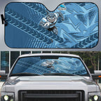 Cronulla Sutherland Sharks Rugby Auto Sun Shade Fierce Mascot Geometric Tribal Art
