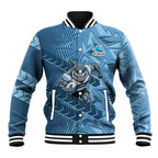Cronulla Sutherland Sharks Rugby Baseball Jacket Fierce Mascot Geometric Tribal Art