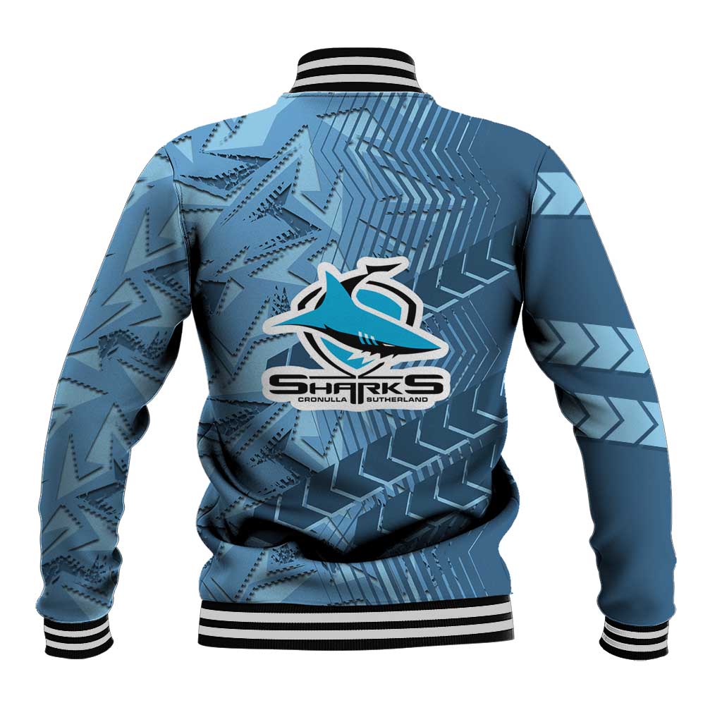Cronulla Sutherland Sharks Rugby Baseball Jacket Fierce Mascot Geometric Tribal Art