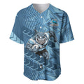 Cronulla Sutherland Sharks Rugby Baseball Jersey Fierce Mascot Geometric Tribal Art