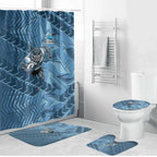 Cronulla Sutherland Sharks Rugby Bathroom Set Fierce Mascot Geometric Tribal Art