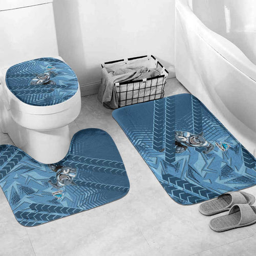 Cronulla Sutherland Sharks Rugby Bathroom Set Fierce Mascot Geometric Tribal Art