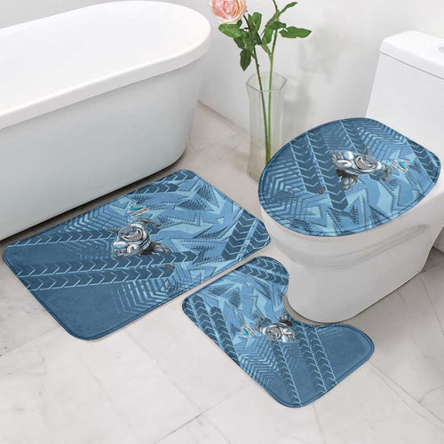 Cronulla Sutherland Sharks Rugby Bathroom Set Fierce Mascot Geometric Tribal Art