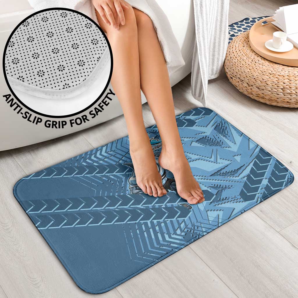 Cronulla Sutherland Sharks Rugby Bathroom Set Fierce Mascot Geometric Tribal Art