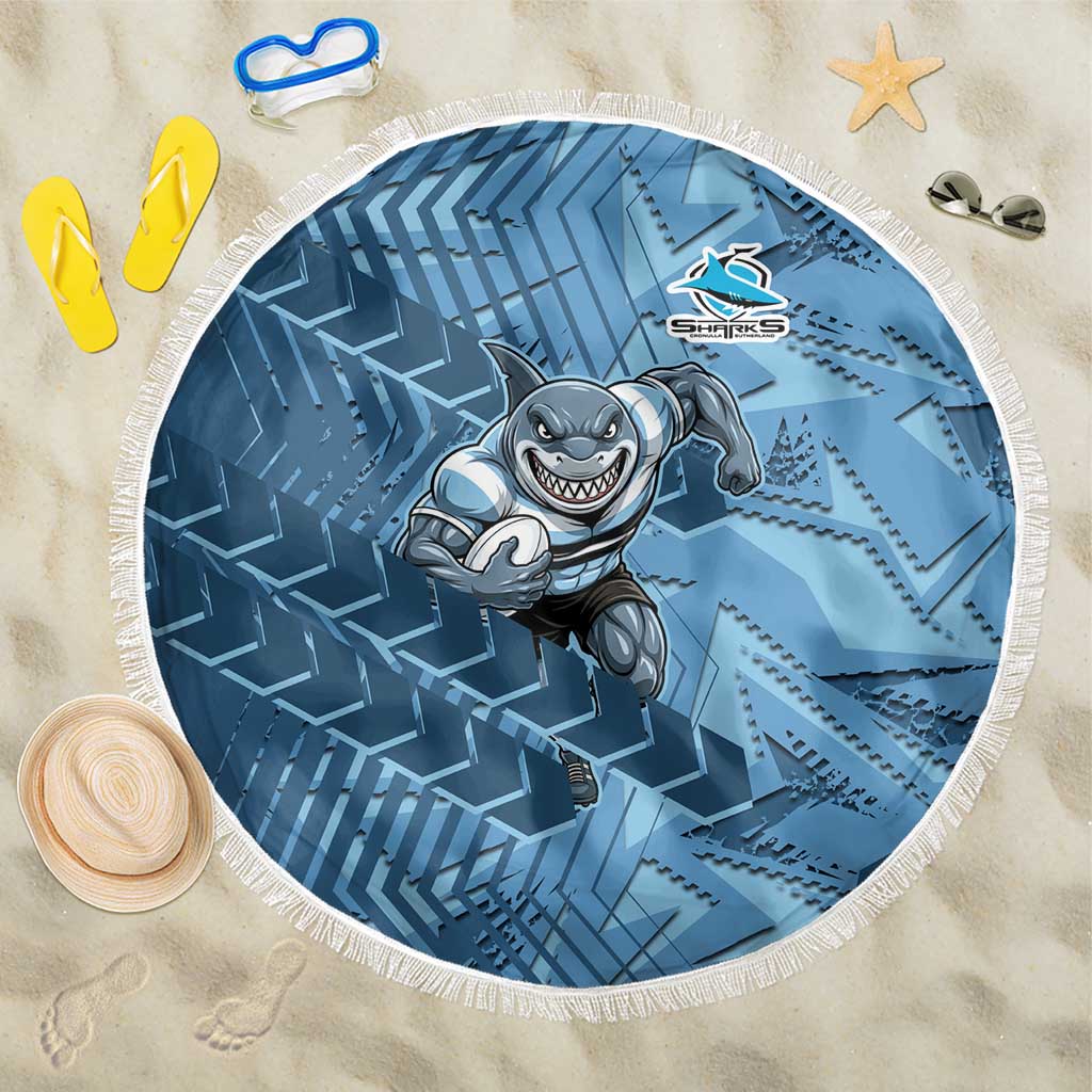 Cronulla Sutherland Sharks Rugby Beach Blanket Fierce Mascot Geometric Tribal Art