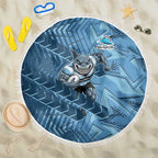 Cronulla Sutherland Sharks Rugby Beach Blanket Fierce Mascot Geometric Tribal Art