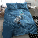 Cronulla Sutherland Sharks Rugby Bedding Set Fierce Mascot Geometric Tribal Art