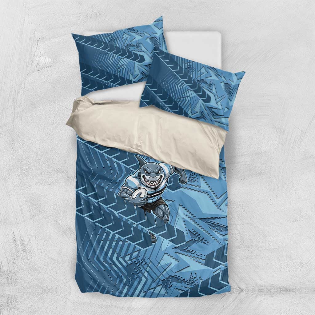 Cronulla Sutherland Sharks Rugby Bedding Set Fierce Mascot Geometric Tribal Art