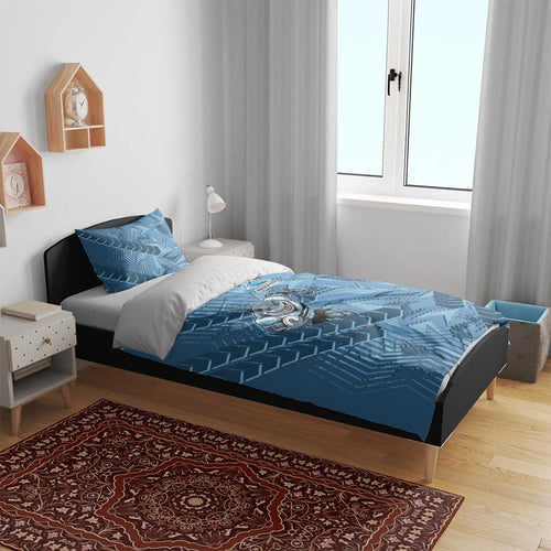 Cronulla Sutherland Sharks Rugby Bedding Set Fierce Mascot Geometric Tribal Art