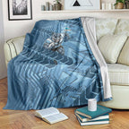 Cronulla Sutherland Sharks Rugby Blanket Fierce Mascot Geometric Tribal Art