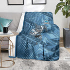 Cronulla Sutherland Sharks Rugby Blanket Fierce Mascot Geometric Tribal Art