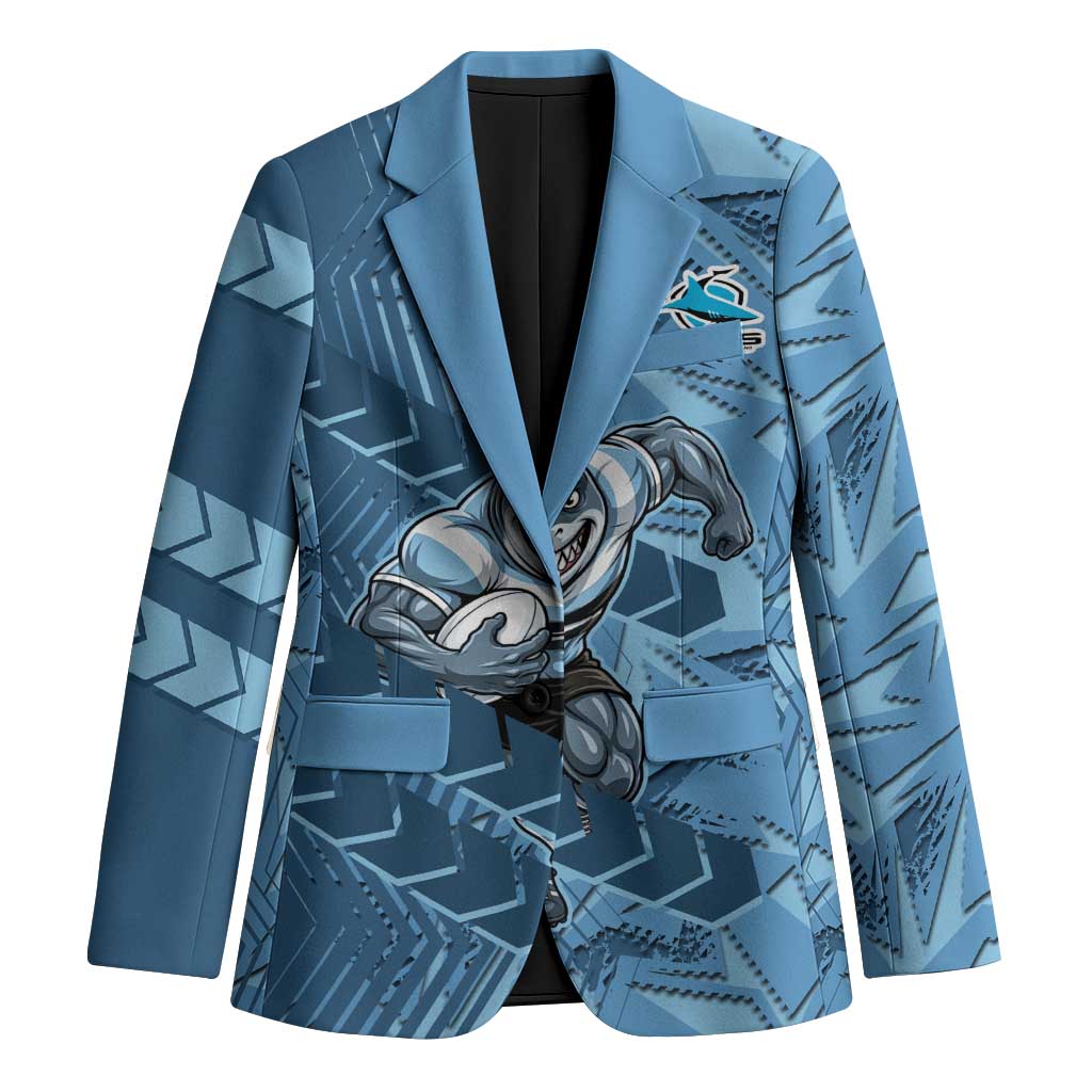 Cronulla Sutherland Sharks Rugby Blazer Fierce Mascot Geometric Tribal Art
